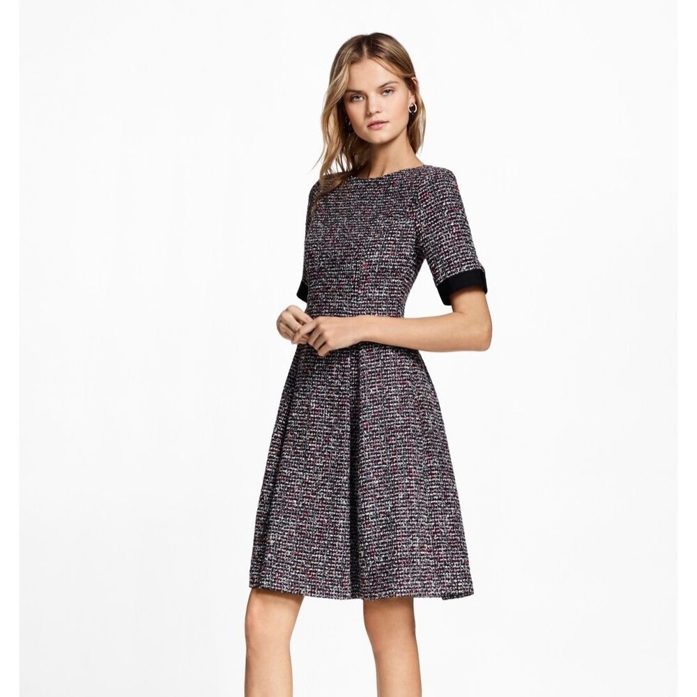 Brooks Brothers Italian Boucle Tweed Dress Lanificio Campore Fit & Flare Size 14